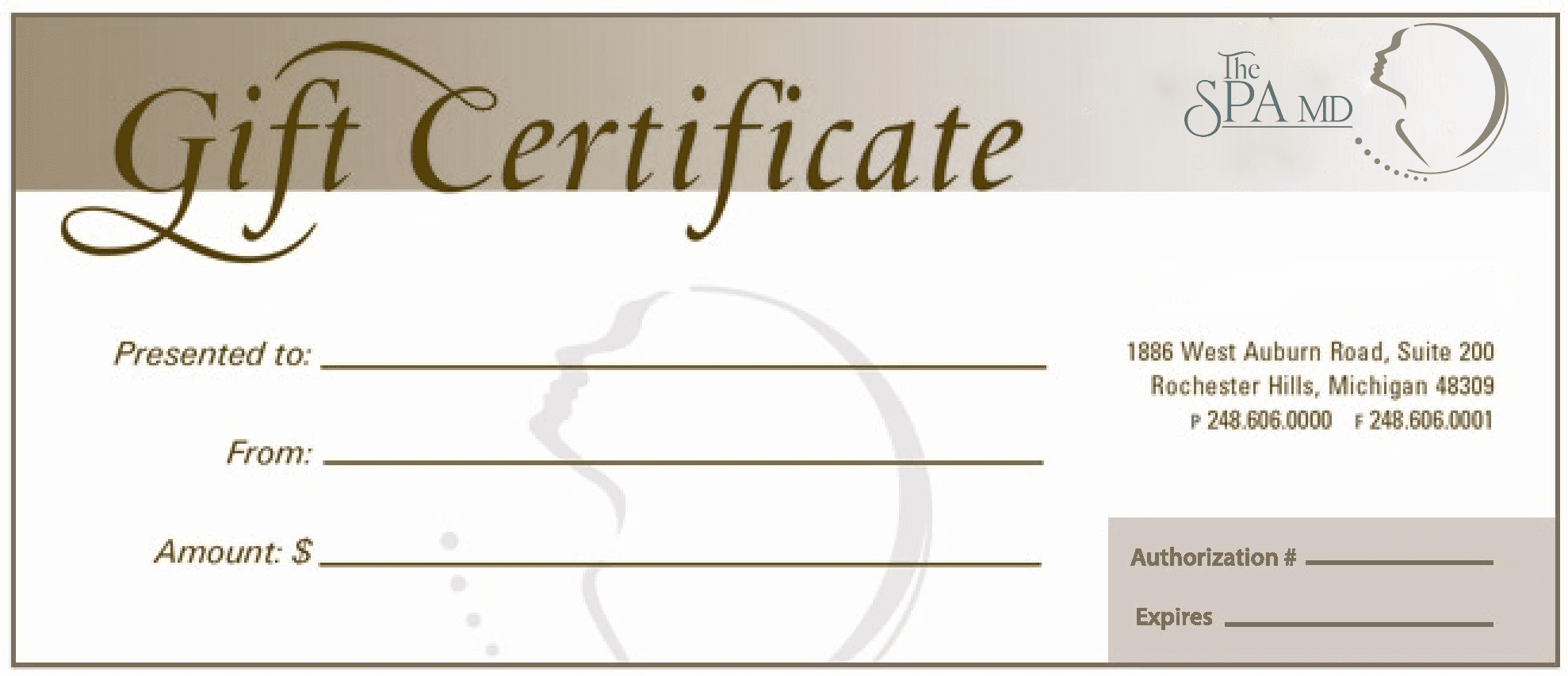 Gift Certificates (printable) | The Spa MD In Rochester Hills, MI